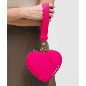 Lululemon Dual Pouch Wristlet Heart Passionate Pink Gold